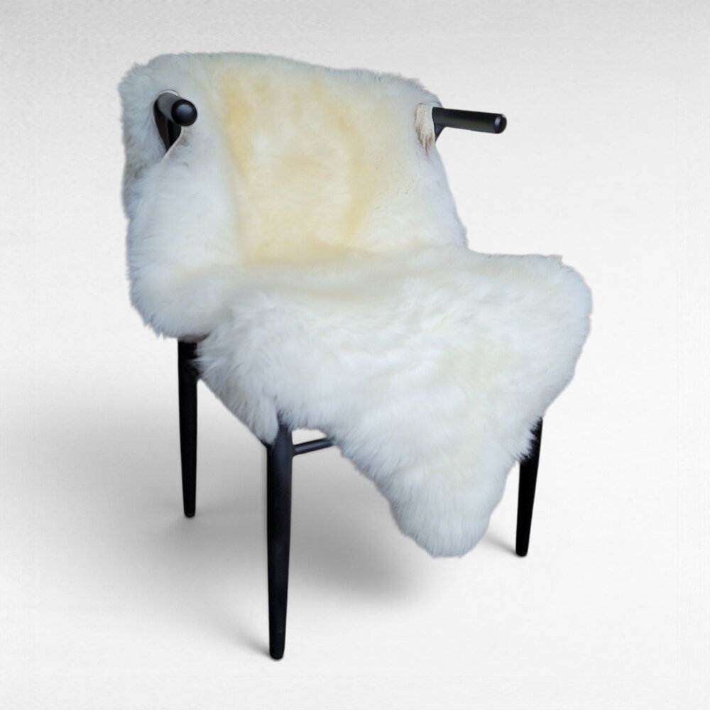 Genuine Sheepskin Rug Dense Soft Natural Off-White 49" x 33"